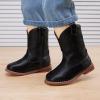 imageBMCiTYBM Toddler Cowboy Boots Western Cowgirl Boots Boys Girls Mid Calf Square Toe Riding Walking ShoesAblack