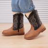 imageBMCiTYBM Toddler Cowboy Boots Western Cowgirl Boots Boys Girls Mid Calf Square Toe Riding Walking ShoesAblackBrown