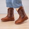 imageBMCiTYBM Toddler Cowboy Boots Western Cowgirl Boots Boys Girls Mid Calf Square Toe Riding Walking ShoesAbrown