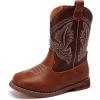 imageBMCiTYBM Toddler Cowboy Boots Western Cowgirl Boots Boys Girls Mid Calf Square Toe Riding Walking ShoesAbrown