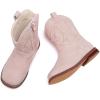 imageBMCiTYBM Toddler Cowboy Boots Western Cowgirl Boots Boys Girls Mid Calf Square Toe Riding Walking ShoesApink