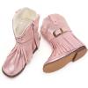 imageBMCiTYBM Toddler Cowboy Boots Western Cowgirl Boots Boys Girls Mid Calf Square Toe Riding Walking ShoesBpink