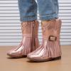 imageBMCiTYBM Toddler Cowboy Boots Western Cowgirl Boots Boys Girls Mid Calf Square Toe Riding Walking ShoesBpink