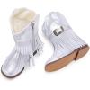 imageBMCiTYBM Toddler Cowboy Boots Western Cowgirl Boots Boys Girls Mid Calf Square Toe Riding Walking ShoesBsilver