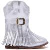 imageBMCiTYBM Toddler Cowboy Boots Western Cowgirl Boots Boys Girls Mid Calf Square Toe Riding Walking ShoesBsilver