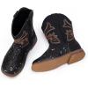 imageBMCiTYBM Toddler Cowboy Boots Western Cowgirl Boots Boys Girls Mid Calf Square Toe Riding Walking ShoesCblack