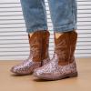 imageBMCiTYBM Toddler Cowboy Boots Western Cowgirl Boots Boys Girls Mid Calf Square Toe Riding Walking ShoesCbrown