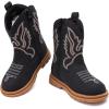 imageBMCiTYBM Toddler Cowboy Cowgirl Boots Boys Girls Western Round Toe Riding Mid Calf Booties for All SeasonsToddlerLittle KidAblack