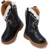 imageBMCiTYBM Toddler Cowboy Cowgirl Boots Boys Girls Western Round Toe Riding Mid Calf Booties for All SeasonsToddlerLittle KidBblack