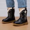imageBMCiTYBM Toddler Cowboy Cowgirl Boots Boys Girls Western Round Toe Riding Mid Calf Booties for All SeasonsToddlerLittle KidBblack