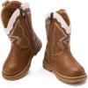 imageBMCiTYBM Toddler Cowboy Cowgirl Boots Boys Girls Western Round Toe Riding Mid Calf Booties for All SeasonsToddlerLittle KidBbrown