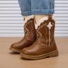 imageBMCiTYBM Toddler Cowboy Cowgirl Boots Boys Girls Western Round Toe Riding Mid Calf Booties for All SeasonsToddlerLittle KidBbrown