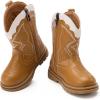 imageBMCiTYBM Toddler Cowboy Cowgirl Boots Boys Girls Western Round Toe Riding Mid Calf Booties for All SeasonsToddlerLittle KidBcamel