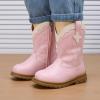imageBMCiTYBM Toddler Cowboy Cowgirl Boots Boys Girls Western Round Toe Riding Mid Calf Booties for All SeasonsToddlerLittle KidBpink