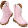 imageBMCiTYBM Toddler Cowboy Cowgirl Boots Boys Girls Western Round Toe Riding Mid Calf Booties for All SeasonsToddlerLittle KidBpink