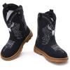imageBMCiTYBM Toddler Cowboy Cowgirl Boots Boys Girls Western Round Toe Riding Mid Calf Booties for All SeasonsToddlerLittle KidCblack