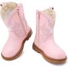 imageBMCiTYBM Toddler Cowboy Cowgirl Boots Boys Girls Western Round Toe Riding Mid Calf Booties for All SeasonsToddlerLittle KidCpink