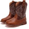 imageBMCiTYBM Toddler Cowboy Boots Western Cowgirl Boots Boys Girls Mid Calf Square Toe Riding Walking ShoesAbrown