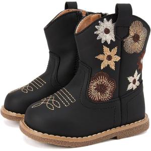 imageBMCiTYBM Baby Cowboy Cowgirl Boots Infant Western Shoes Boys Girls Round Toe Boots All Seasons 624 MonthsAblack