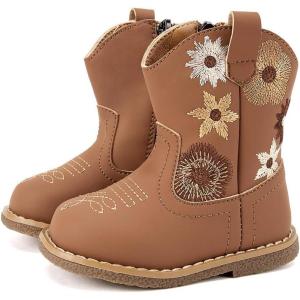 imageBMCiTYBM Baby Cowboy Cowgirl Boots Infant Western Shoes Boys Girls Round Toe Boots All Seasons 624 MonthsAbrown