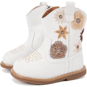 imageBMCiTYBM Baby Cowboy Cowgirl Boots Infant Western Shoes Boys Girls Round Toe Boots All Seasons 624 MonthsAwhite