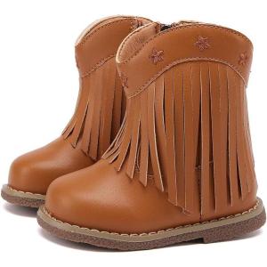 imageBMCiTYBM Baby Cowboy Cowgirl Boots Infant Western Shoes Boys Girls Round Toe Boots All Seasons 624 MonthsTasselscamel