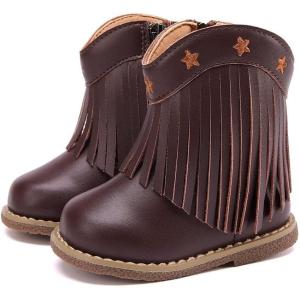 imageBMCiTYBM Baby Cowboy Cowgirl Boots Infant Western Shoes Boys Girls Round Toe Boots All Seasons 624 MonthsTasselsred