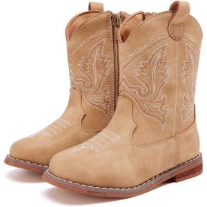 imageBMCiTYBM Toddler Cowboy Boots Western Cowgirl Boots Boys Girls Mid Calf Square Toe Riding Walking ShoesAcamel